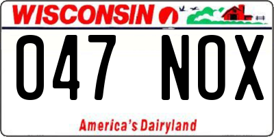 WI license plate 047NOX