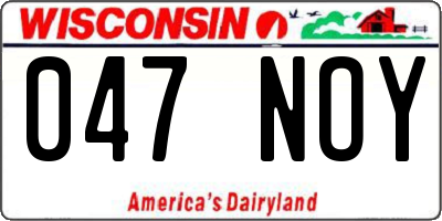 WI license plate 047NOY