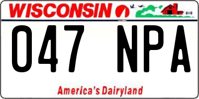 WI license plate 047NPA