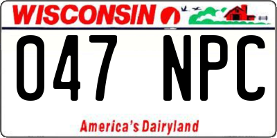 WI license plate 047NPC