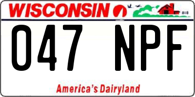 WI license plate 047NPF