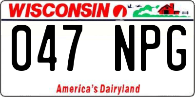 WI license plate 047NPG