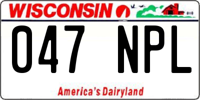 WI license plate 047NPL