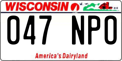 WI license plate 047NPO