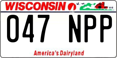 WI license plate 047NPP