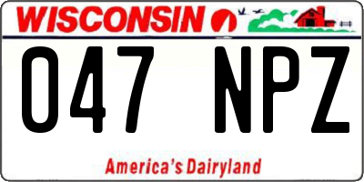 WI license plate 047NPZ