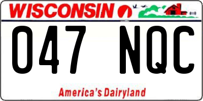 WI license plate 047NQC