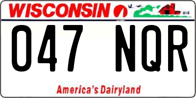WI license plate 047NQR