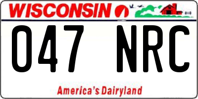WI license plate 047NRC