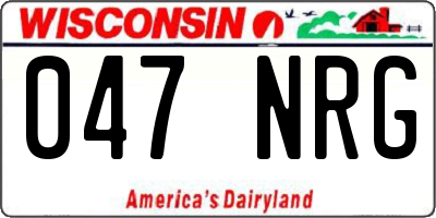 WI license plate 047NRG