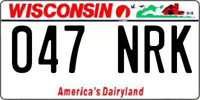 WI license plate 047NRK