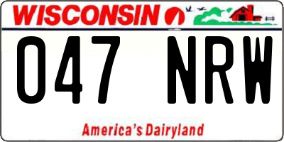 WI license plate 047NRW