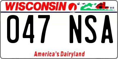 WI license plate 047NSA