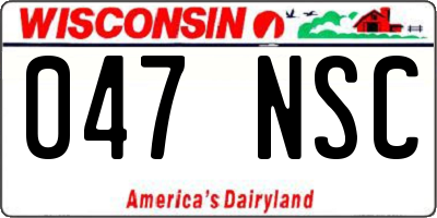 WI license plate 047NSC