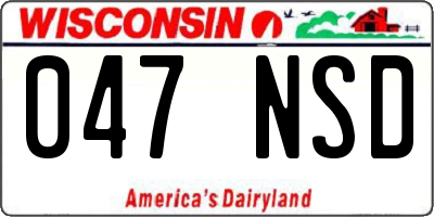 WI license plate 047NSD