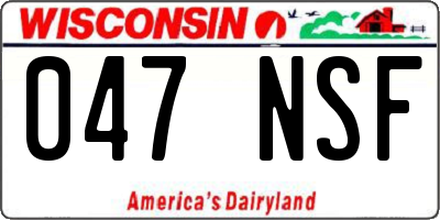 WI license plate 047NSF