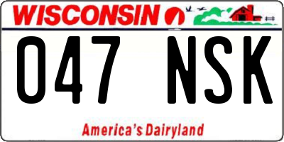 WI license plate 047NSK