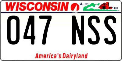 WI license plate 047NSS