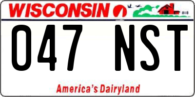 WI license plate 047NST