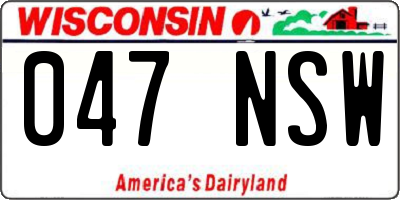 WI license plate 047NSW
