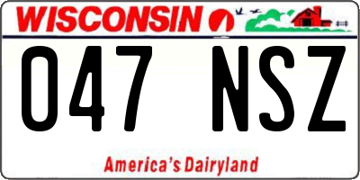 WI license plate 047NSZ