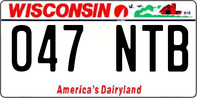 WI license plate 047NTB