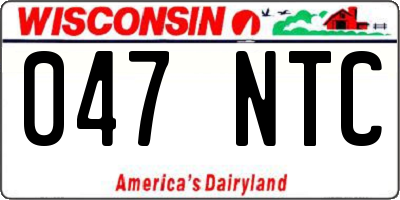 WI license plate 047NTC