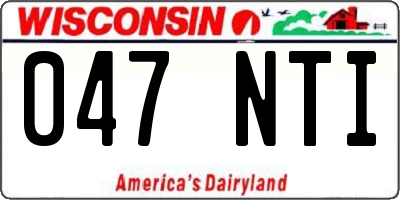 WI license plate 047NTI