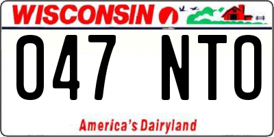 WI license plate 047NTO