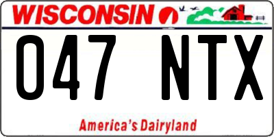 WI license plate 047NTX