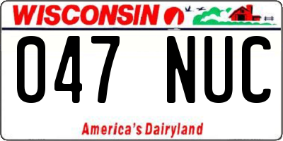 WI license plate 047NUC