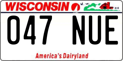 WI license plate 047NUE