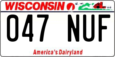 WI license plate 047NUF
