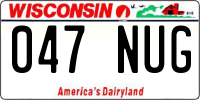 WI license plate 047NUG
