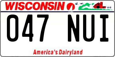 WI license plate 047NUI