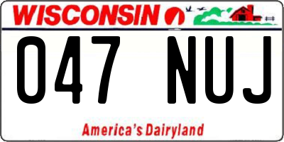WI license plate 047NUJ
