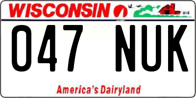WI license plate 047NUK