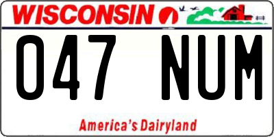 WI license plate 047NUM