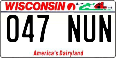 WI license plate 047NUN