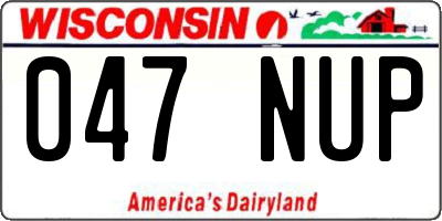 WI license plate 047NUP