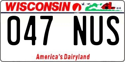 WI license plate 047NUS