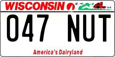 WI license plate 047NUT