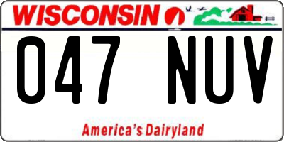 WI license plate 047NUV