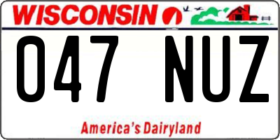 WI license plate 047NUZ