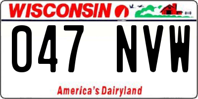WI license plate 047NVW