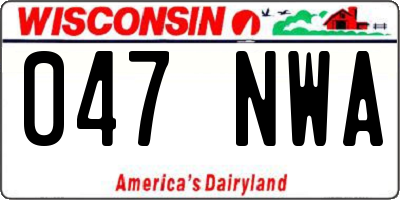 WI license plate 047NWA