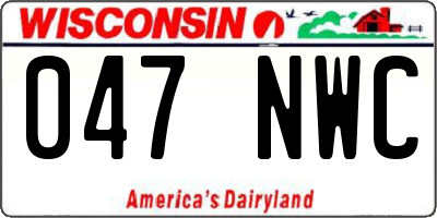 WI license plate 047NWC