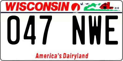 WI license plate 047NWE