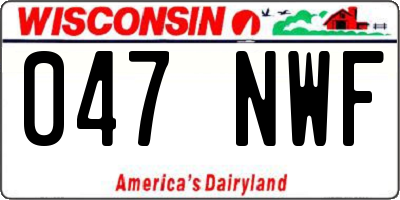 WI license plate 047NWF