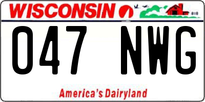WI license plate 047NWG
